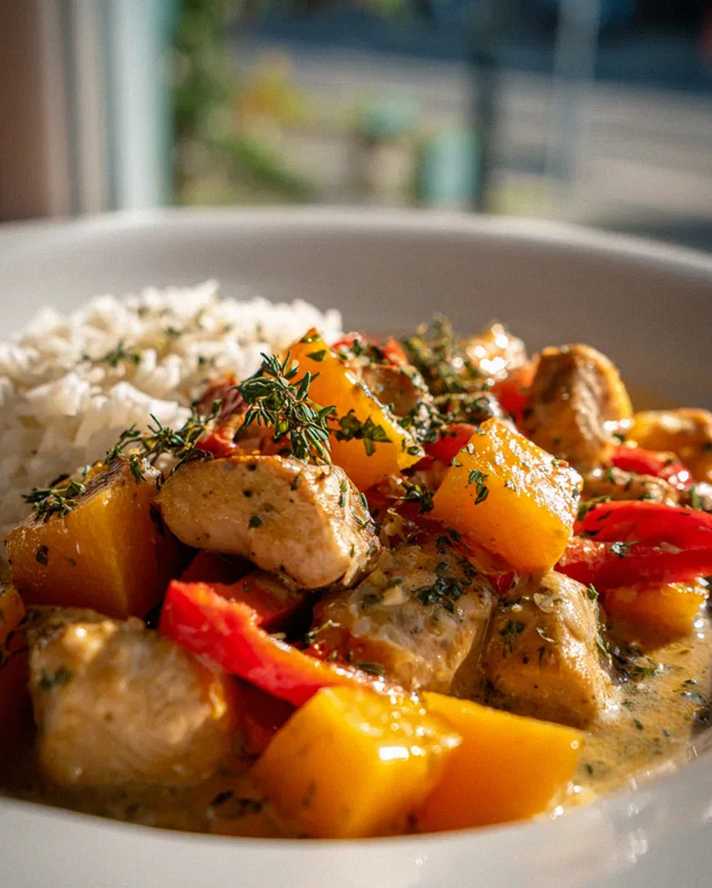 Aromatische Kürbis Hähnchen Pfanne mit Reis – Jetzt probieren!