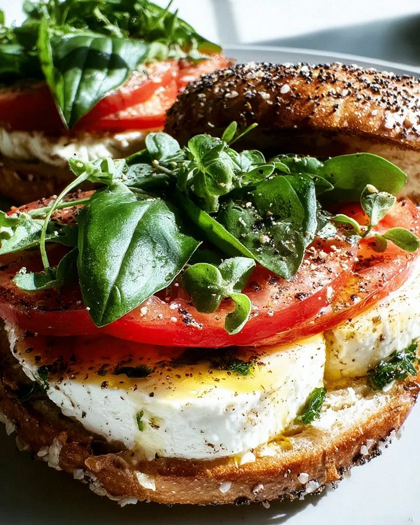 Bagel mit Tomate und Mozzarella