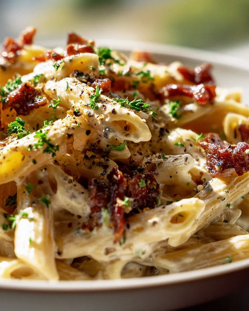 Beef Putenspeck Carbonara Penne – Cremige Pasta für Genießer – Schritt 2