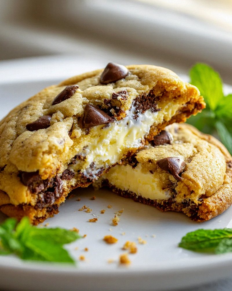 Cheesecake-gefüllte Chocolate Chip Cookies: Purer Genuss