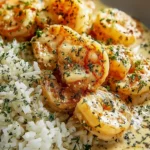 Cremige Knoblauchbutter-Garnelen mit Reis – Ein Genuss!