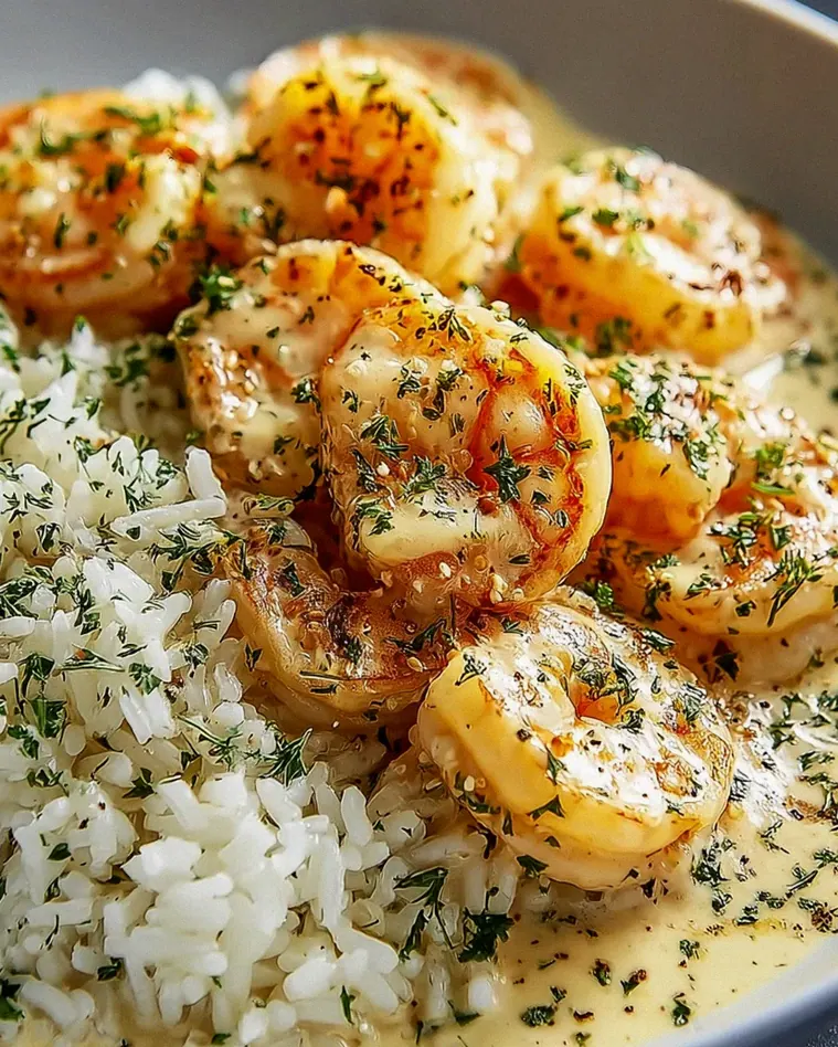 Cremige Knoblauchbutter-Garnelen mit Reis – Ein Genuss!