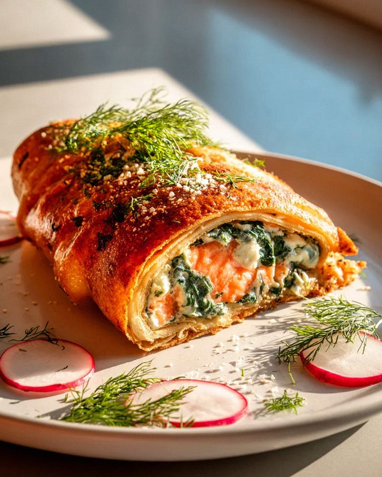 Cremige Lachs-Spinat-Kartoffelrolle – Schritt 2