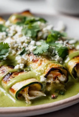 Cremige Zucchini Enchiladas mit Hähnchen & Grüner Sauce