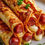 Gebackene Hot Dogs In Tortilla Teig