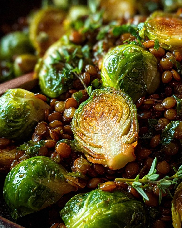 Gebratener Rosenkohl mit Berglinsen – Schritt 2