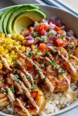 Gegrillte Garnelen Bowl: Avocado-Mais-Salsa, Cremige Sauce