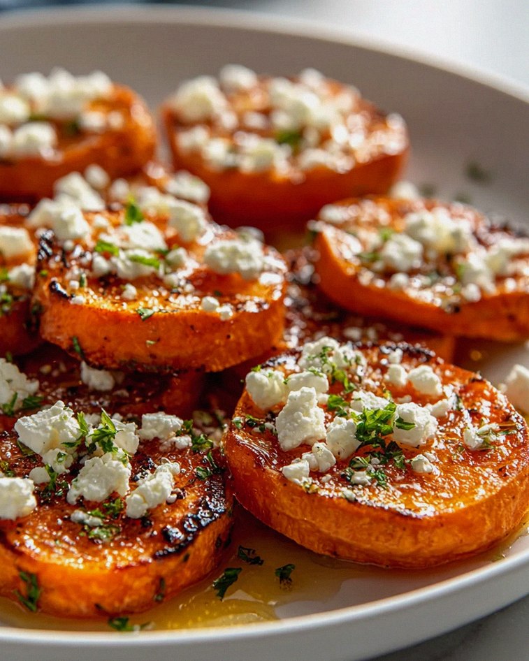 Geröstete Süßkartoffelrunden mit Honig-Feta Rezept – Schritt 2