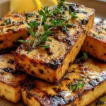 Griechischer gegrillter Tofu mit Zitrone und Thymian