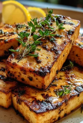 Griechischer gegrillter Tofu mit Zitrone und Thymian