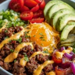 High Protein Low Carb Cheeseburger Bowl Rezept