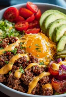 High Protein Low Carb Cheeseburger Bowl Rezept