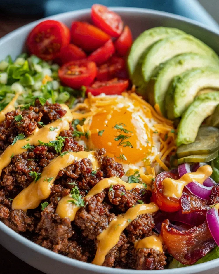 High Protein Low Carb Cheeseburger Bowl Rezept – Schritt 1