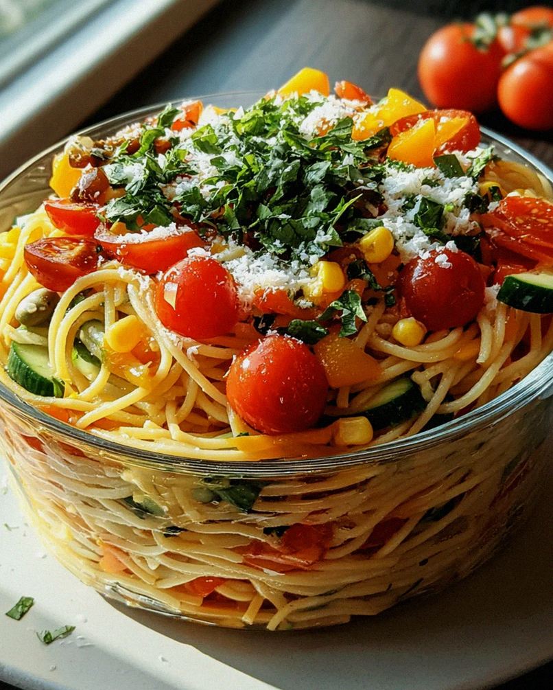 Italienischer Spaghetti-Schichtsalat