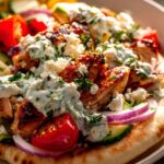 Mediterrane Hähnchen Gyros mit cremigem Feta Tzatziki