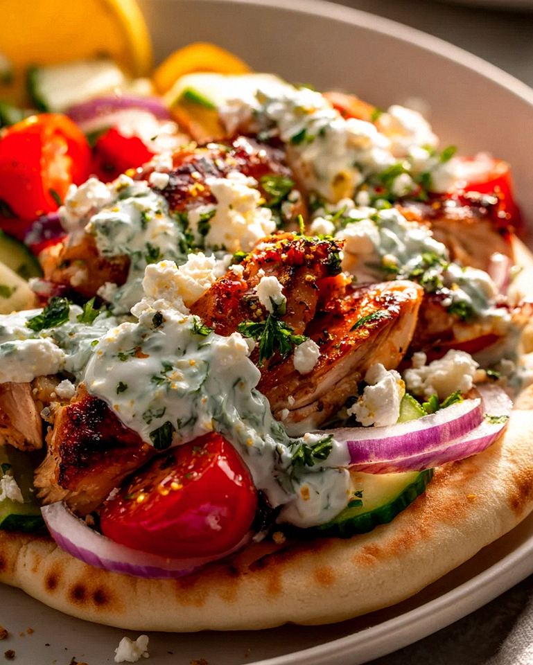Mediterrane Hähnchen Gyros mit cremigem Feta Tzatziki – Schritt 1
