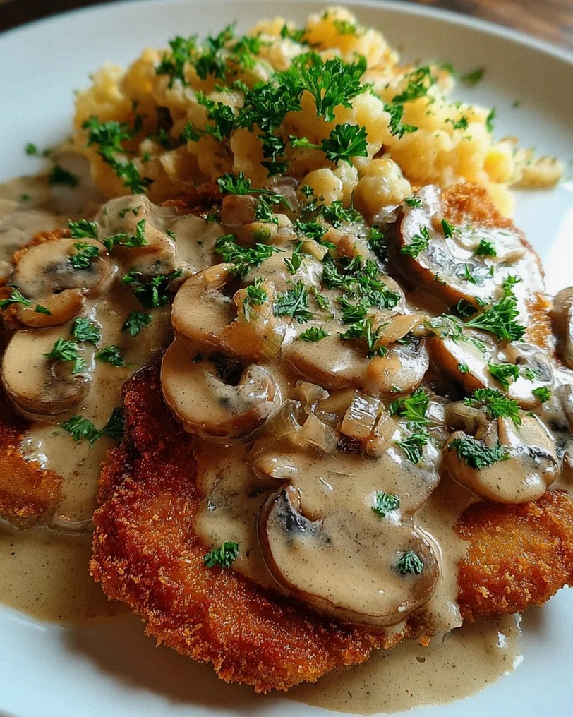Naturschnitzel in Champignonrahmsauce – Schritt 2