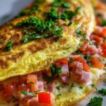 Omelette mit Putenschinken, Käse und Tomaten