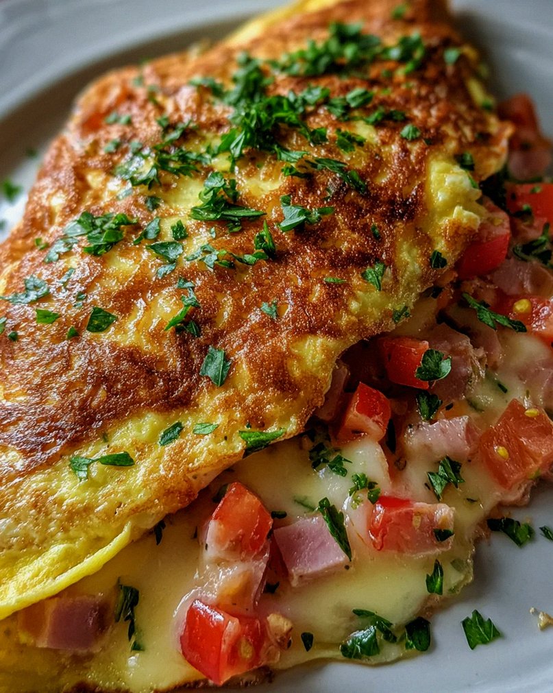 Omelette mit Putenschinken, Käse und Tomaten – Schritt 2