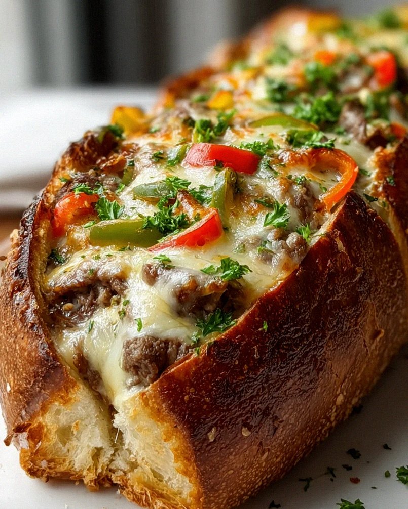 Philly Cheesesteak gefülltes Knoblauchbrot – Schritt 1