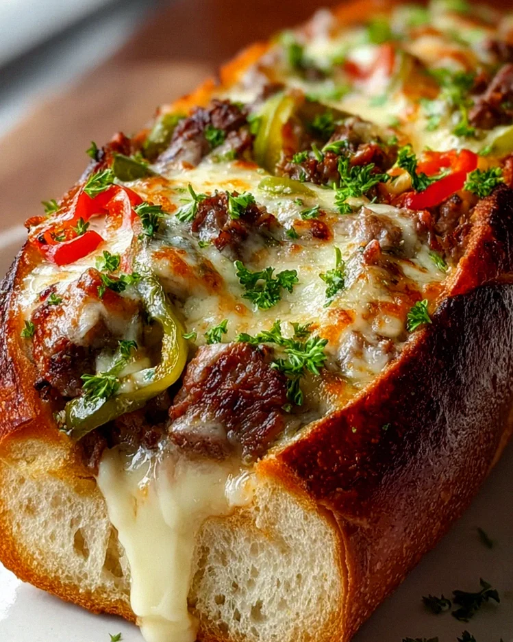 Philly Cheesesteak gefülltes Knoblauchbrot – Schritt 2