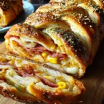 Pizza-Strudel (auch Pizza-Zopf genannt) aus fertigem Pizzateig