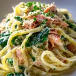 Räucherlachs und Spinat Alfredo Linguine – Lecker und cremig!