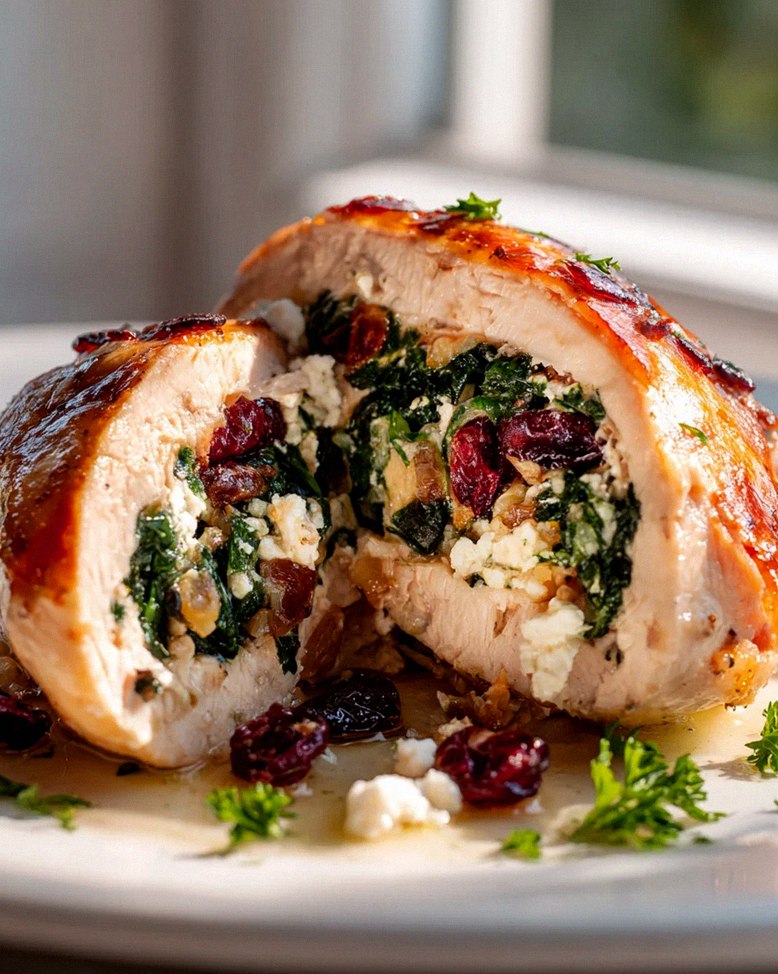 Saftige Gefüllte Hähnchenbrust: Spinat, Feta, Cranberries – Schritt 2