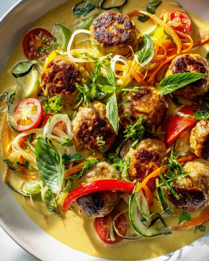 Saftige Thai Hähnchen-Frikadellen in cremigem Kokos-Curry – Schritt 2