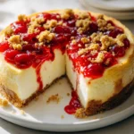 Saftiger Käsekuchen mit Kirschextrakt & Streuseln