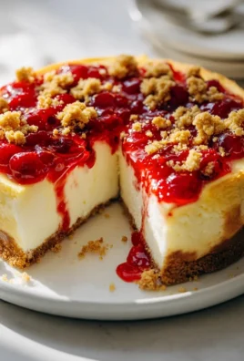 Saftiger Käsekuchen mit Kirschextrakt & Streuseln