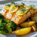 Saftiger Zitronenbutterlachs mit Knusperkartoffeln & Brokkoli