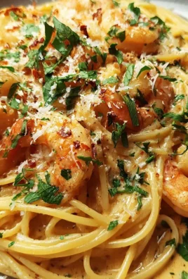 Spaghetti mit Garnelen in Knoblauch-Sahnesauce