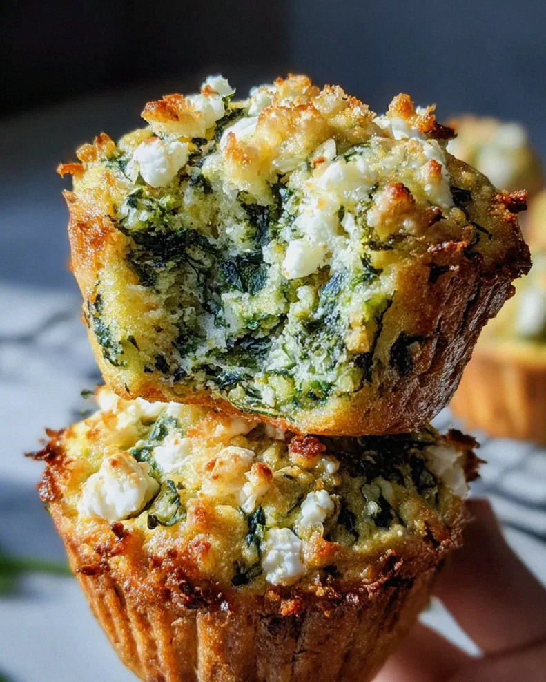 Spinat-Feta-Muffins mit doppelt Käse und Crunch