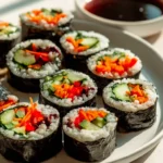 Vegetarische Sushi Wraps mit Gurke, Karotte & Paprika Rezept
