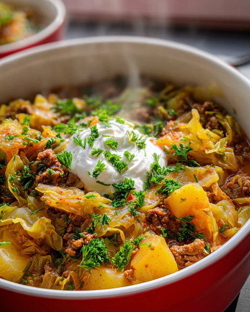 Wirsing-Eintopf mit Hackfleisch und Kartoffeln