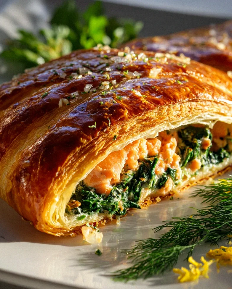 Zarte Spinat-Lachs-Croissantrolle