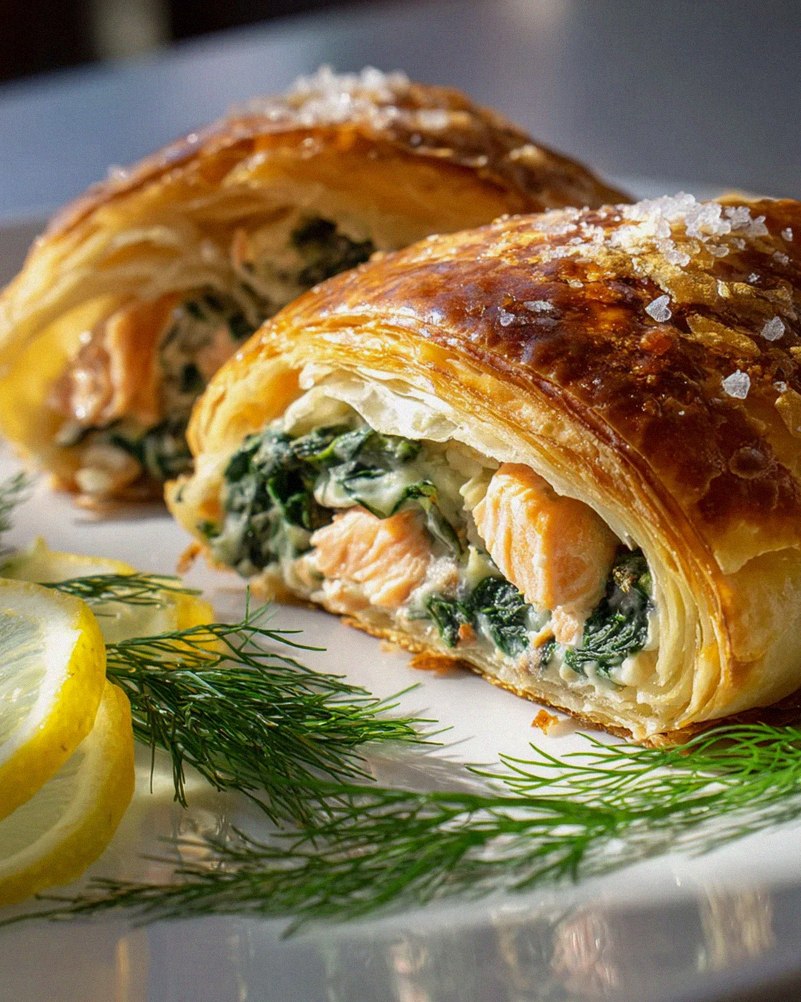 Zarte Spinat-Lachs-Croissantrolle – Schritt 2